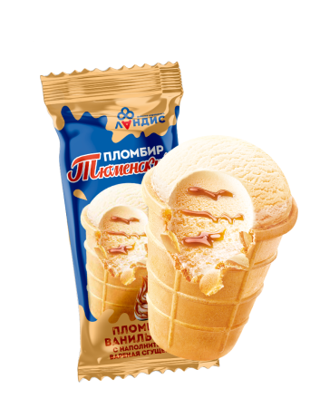 Ваф/ст "Тюменский пломбир" 15% ванильный с наполнителем вареная сгущенка 80гр/30 шт